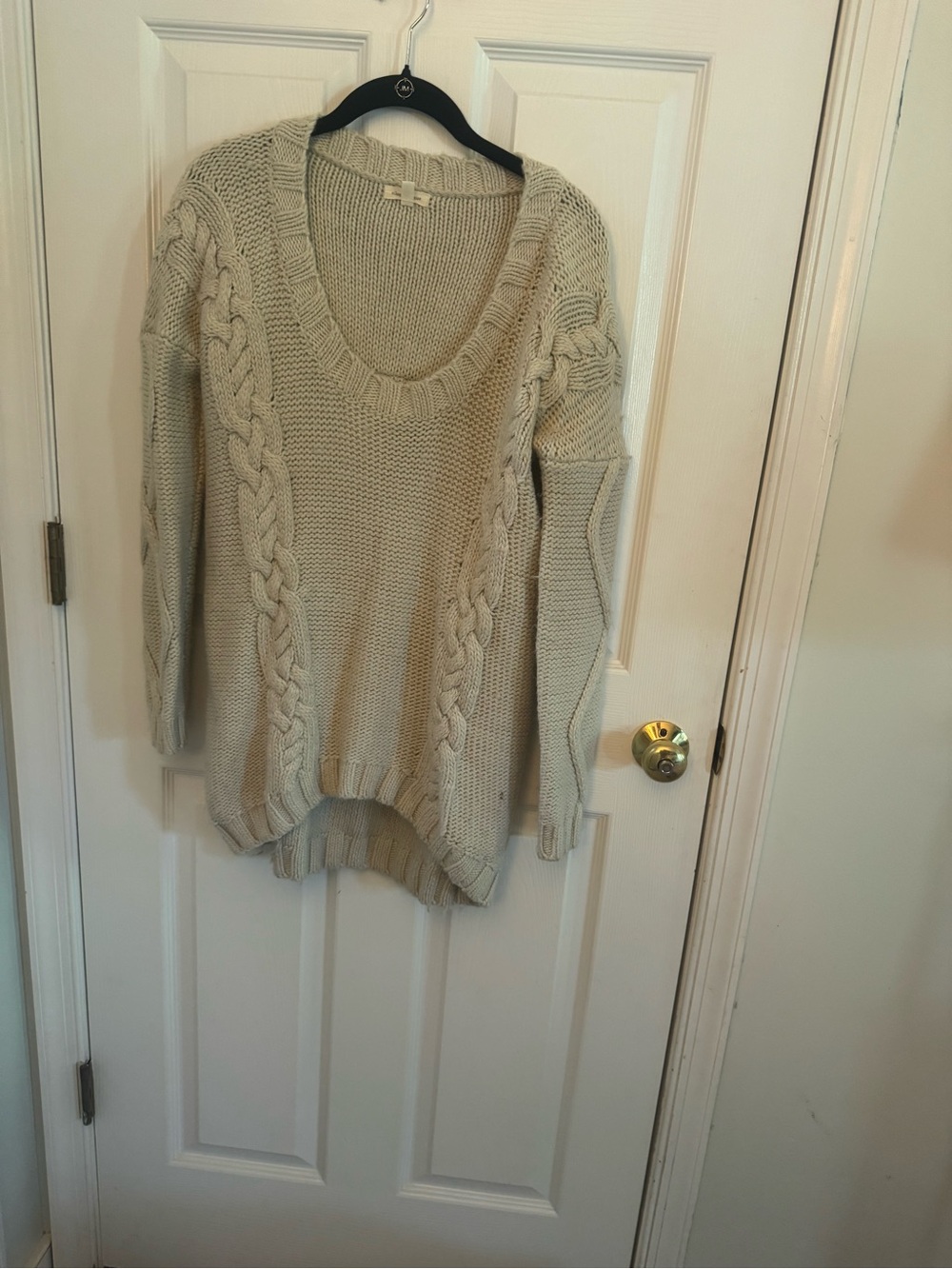 Urban Outfitters Cream Cable Knit Scoop Sweater